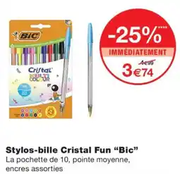 Monoprix Bic Stylos-bille Cristal Fun offre