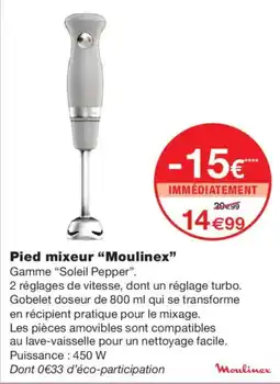 Monoprix Moulinex Pied mixeur offre