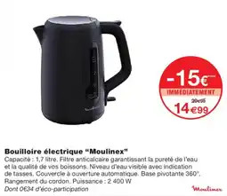 Monoprix Moulinex Bouilloire électrique offre