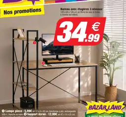 Bazarland Bazarland Bureau avec étagères 3 niveaux offre