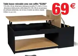 Bazarland ELINA Table basse relevable avec son coffre offre
