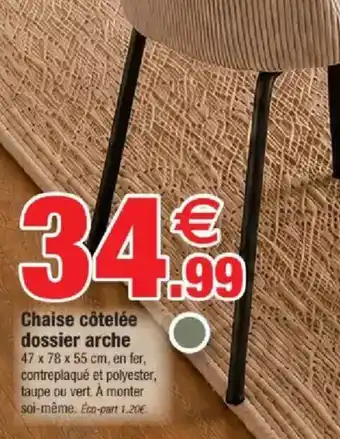 Bazarland Chaise côtelée dossier arche offre