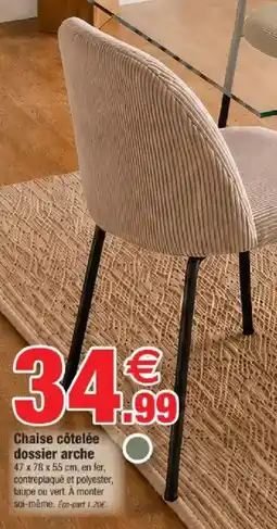Bazarland Chaise côtelée dossier arche offre