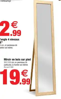 Bazarland Miroir en bois sur pied offre