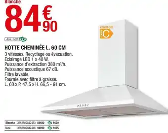 Brico Dépôt Hotte cheminée l. 60 cm offre