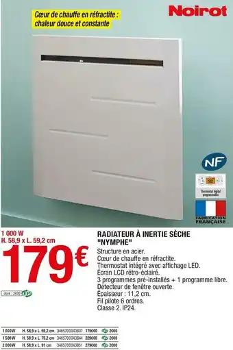 Noirot radiateur Ă inertie sĂšche "nymphe"