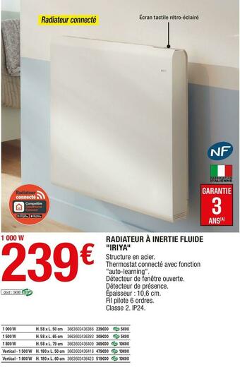 Brico Dépôt Radiateur à inertie fluide "iriya" offre