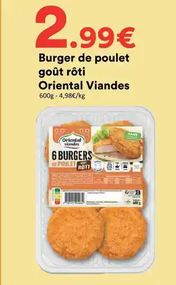 Hmarket Oriental viandes burger de poulet goût rôti offre