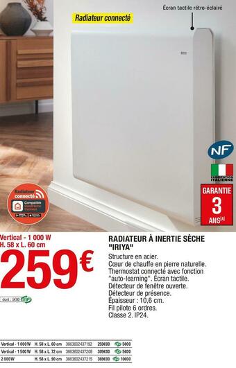 Brico Dépôt Radiateur à inertie sèche "iriya" offre