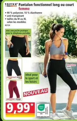Norma Toptex pantalon fonctionnel long ou court femme offre