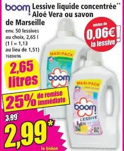 Norma Boom lessive liquide concentrée aloé vera ou savon de marseille offre