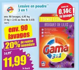 Norma Gama lessive en poudre 3 en 1 offre