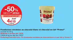 Monoprix Franui Framboises enrobées au chocolat blanc et chocolat au lait offre