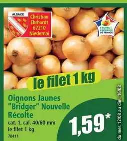 Norma Oignons jaunes ”bridger” nouvelle récolte offre