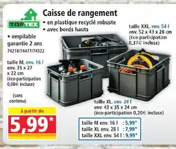 Norma Toptex caisse de rangement empilable taille m, env. 16 l env. 35 x 27 x 22 cm offre
