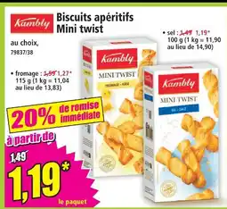 Norma Kambly biscuits apéritifs mini twist fromage offre