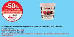 Monoprix Franui Framboises enrobées au chocolat blanc et chocolat noir offre