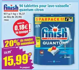 Norma Finish 94 tablettes pour lave-vaisselle quantum citron offre