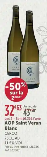 L'Eau Vive CERCO AOP Saint Veran Blanc offre