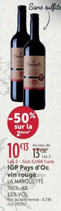 LA MAROUETTE IGP Pays d'Oc vin rouge