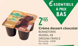 L'Eau Vive Bonneterre crème dessert chocolat offre