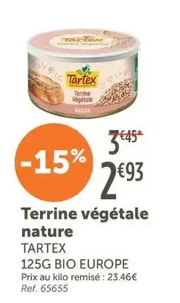 L'Eau Vive Tartex Terrine végétale nature offre