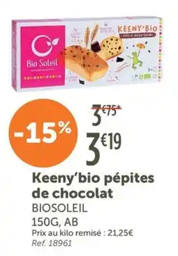 L'Eau Vive Keeny'bio pépites de chocolat offre