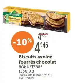 L'Eau Vive BONNETERRE Biscuits avoine fourrés chocolat offre