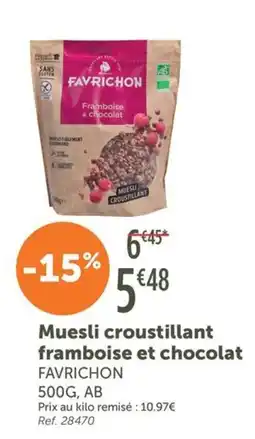 L'Eau Vive FAVRICHON Muesli croustillant framboise et chocolat offre