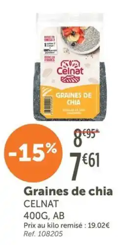 L'Eau Vive CELNAT Graines de chia offre