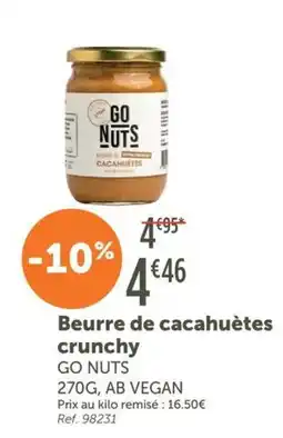 L'Eau Vive GO NUTS Beurre de cacahuètes crunchy offre