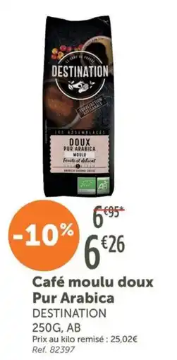 L'Eau Vive DESTINATION Café moulu doux Pur Arabica offre