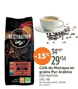 L'Eau Vive DESTINATION Café du Mexique en grains Pur Arabica offre