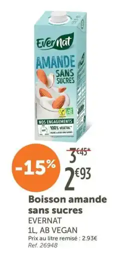 L'Eau Vive EVERNAT Boisson amande sans sucres offre