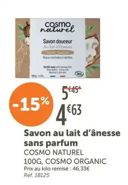 L'Eau Vive COSMO NATUREL Savon au lait d'ânesse offre