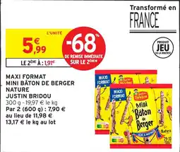 Intermarché Hyper Justin Bridou Mini Bâton de Berger Nature offre