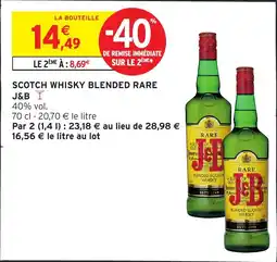 Intermarché Hyper J&B SCOTCH WHISKY BLENDED RARE offre