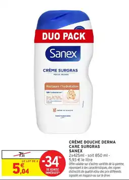 Intermarché Hyper Sanex Crème douche derma care surgras offre