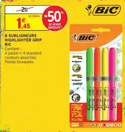 Intermarché Hyper BIC Surligneurs Highlighter Grip offre