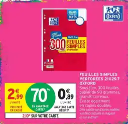 Intermarché Hyper Oxford Feuilles simples perforées offre