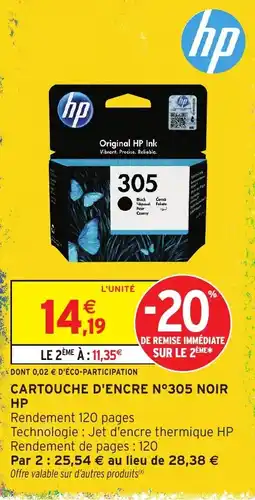 Intermarché Hyper HP CARTOUCHE D'ENCRE N°305 NOIR offre