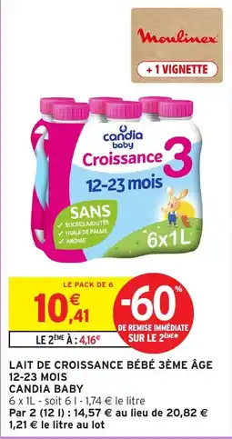 Intermarché Hyper Candia Baby Lait de Croissance Bébé 3ème Âge offre