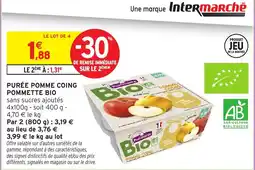 Intermarché Hyper Pommette Bio Purée pomme coing offre