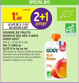 Intermarché Hyper GOOD GOÛT Gourde de fruits mangue bio offre