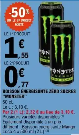E.Leclerc MONSTER Boisson énergisante zéro sucres offre
