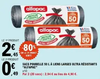 Alfapac SACS POUBELLE 50 L À LIENS LARGES ULTRA RÉSISTANTS