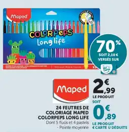 Hyper U Maped 24 feutres de coloriage colorpeps long life offre