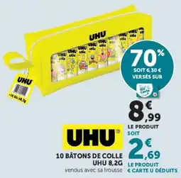 Hyper U Uhu 10 bâtons de colle offre