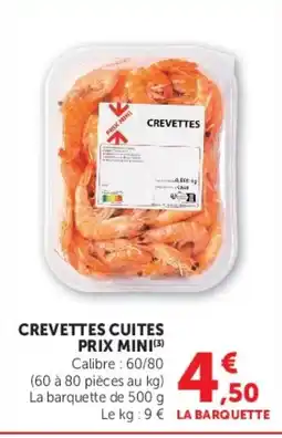 Super U Prix mini crevettes cuites offre
