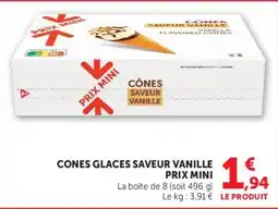 Super U CÔNES GLACES SAVEUR VANILLE offre
